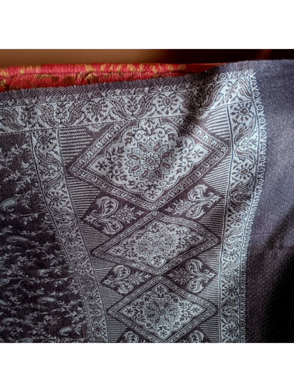Vintage Wool Jamavar Shawl Woven Stole Jamawar Wrap 40x80"